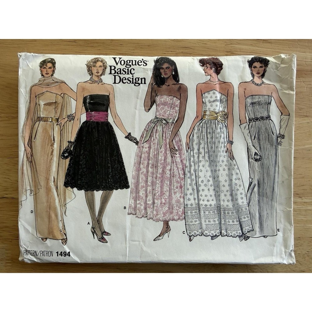 Vogue Basic Design Pattern 1494 Evening Prom‎ Cocktail Party Dress 12-16 CUT